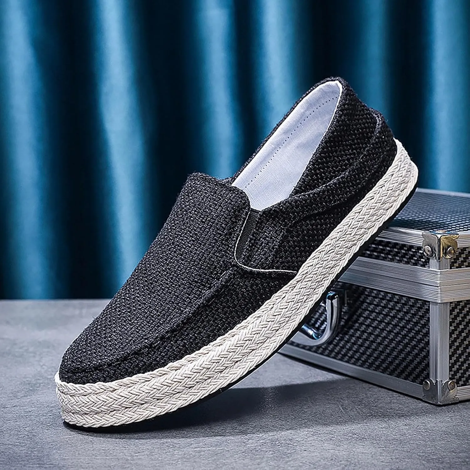 2022 Men's New Spring And Autumn Fisherman's Shoes Canvas Thick Soled Slip On Shoes Leather Tennis Shoes for Men Casual Soft