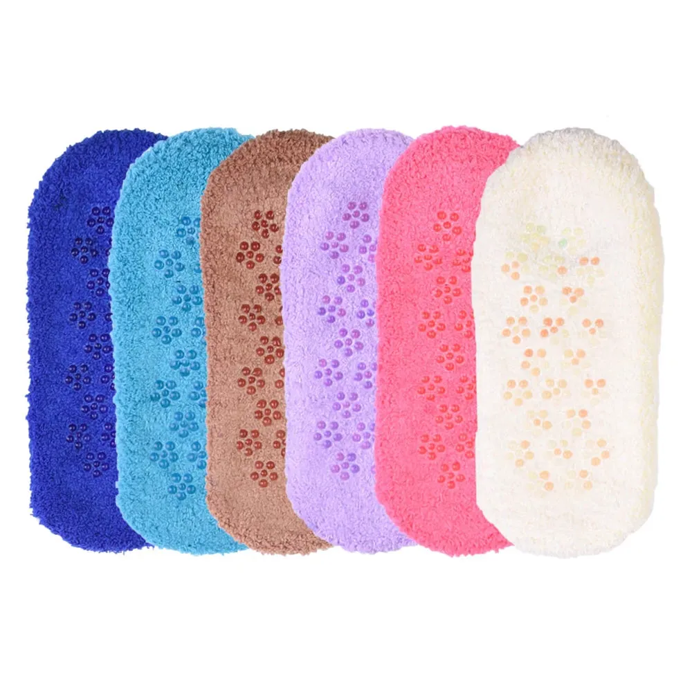 4 Pairs Womens Fuzzy Boat Socks Slippers Non-Slip Cozy Plush Foot Footies 9-11