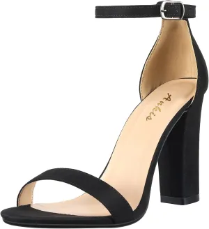 Ankis Nude Black White Heels for Women Open Toe Ankle Strap High Heel Sandals Party Wedding Strappy Buckle Sandals Standard Size 4 Inches Tall High Heel Design