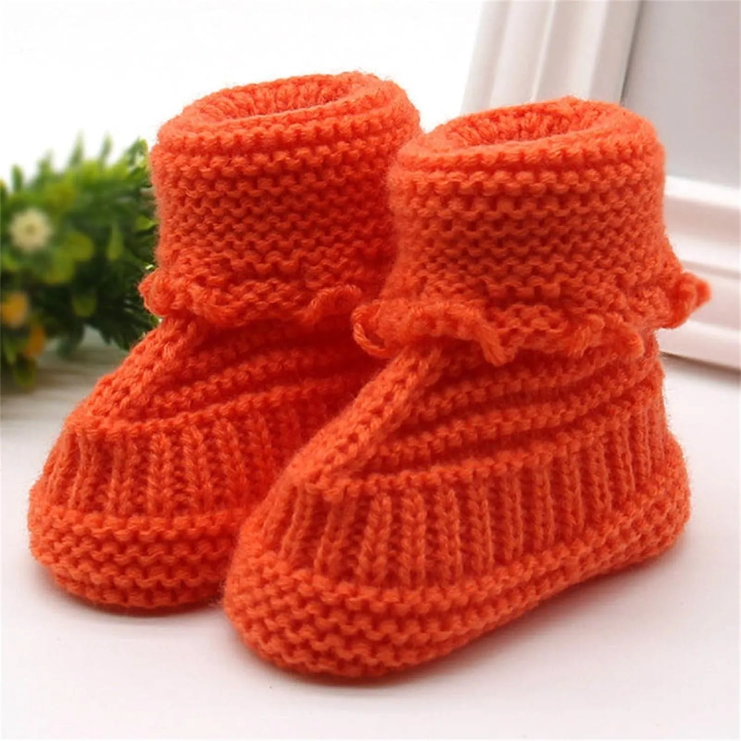 Baby Booties Newborn First Walking Cozy Shoes Warm Knit Soft Booties for Toddler Infant Boy Girl Non Slip rib Shoes