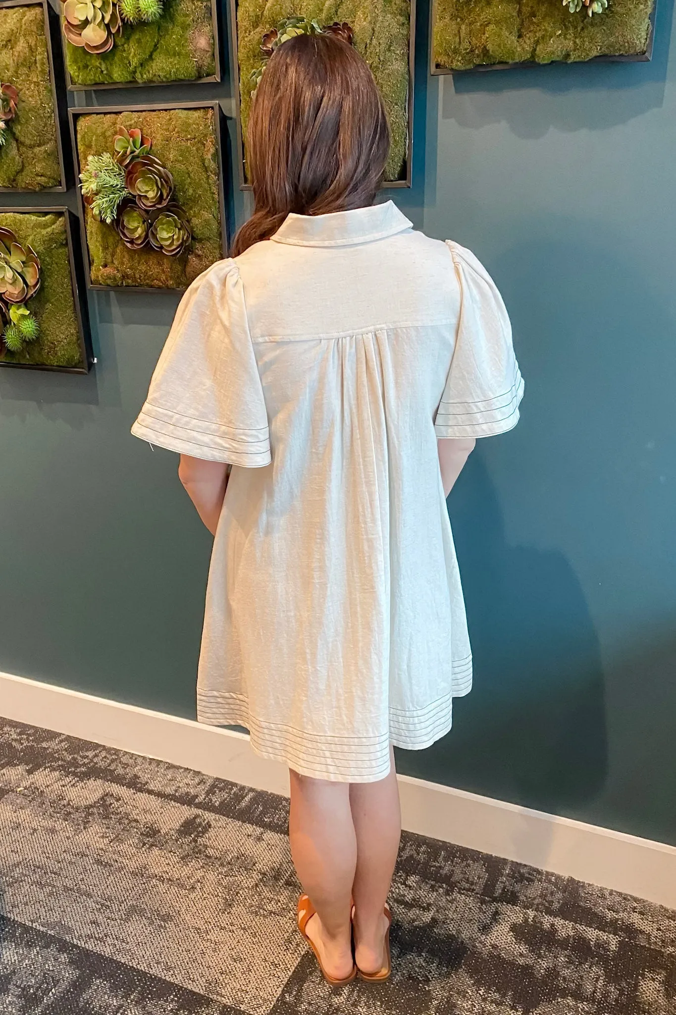 Been There Too Button Up Oatmeal Dress