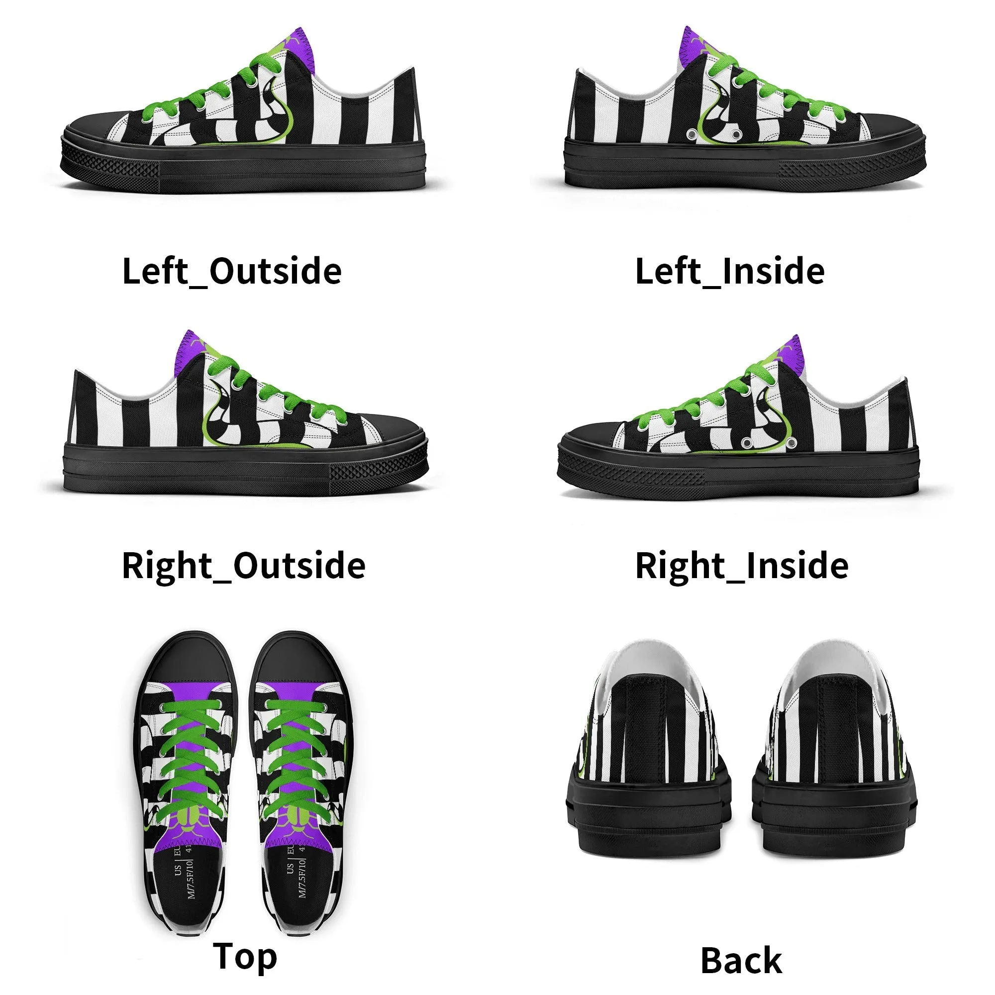 Beetlejuice & Sandworm Low Top Canvas Sneakers (Women's sizes)