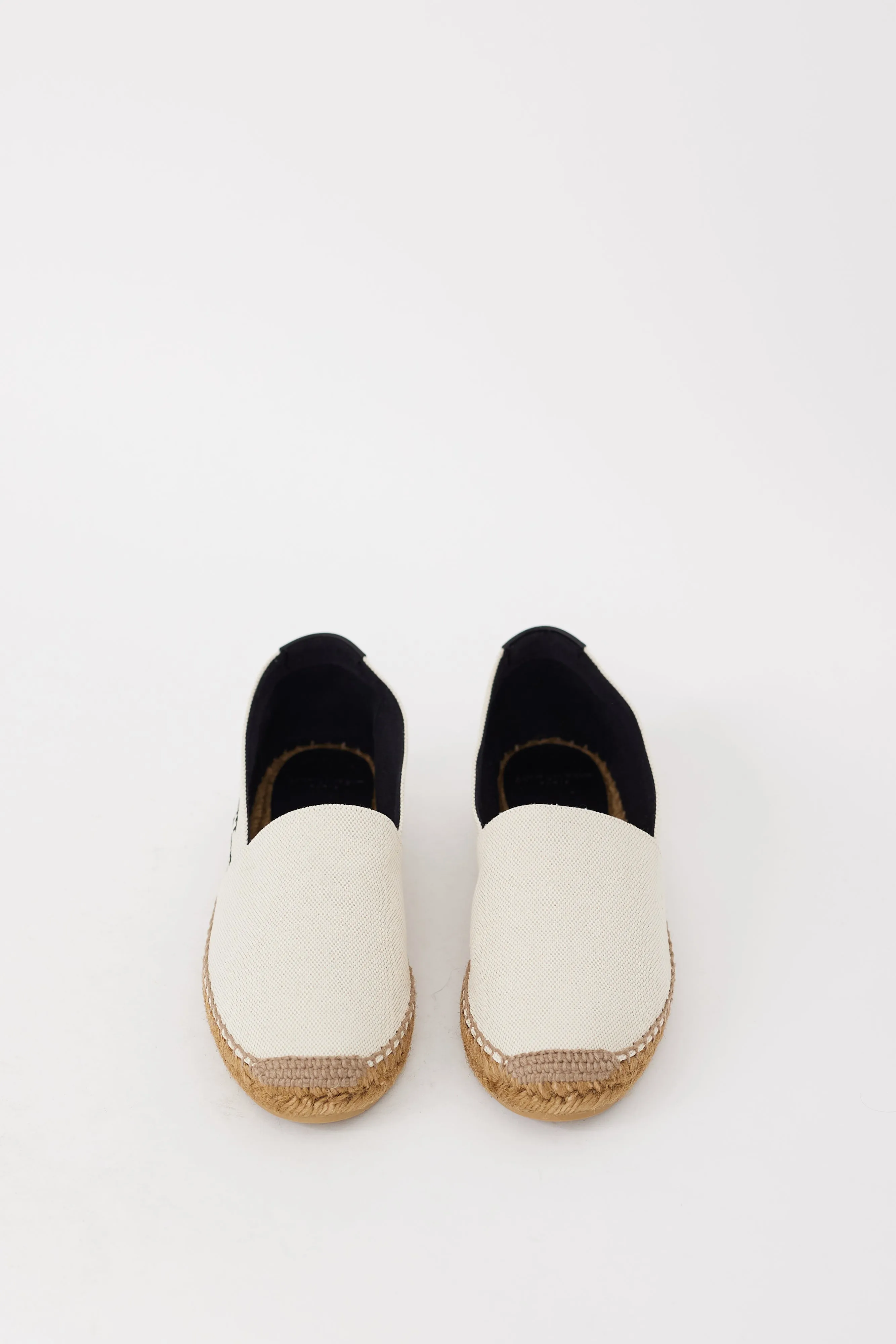 Beige Canvas Embroidered Logo  Flat