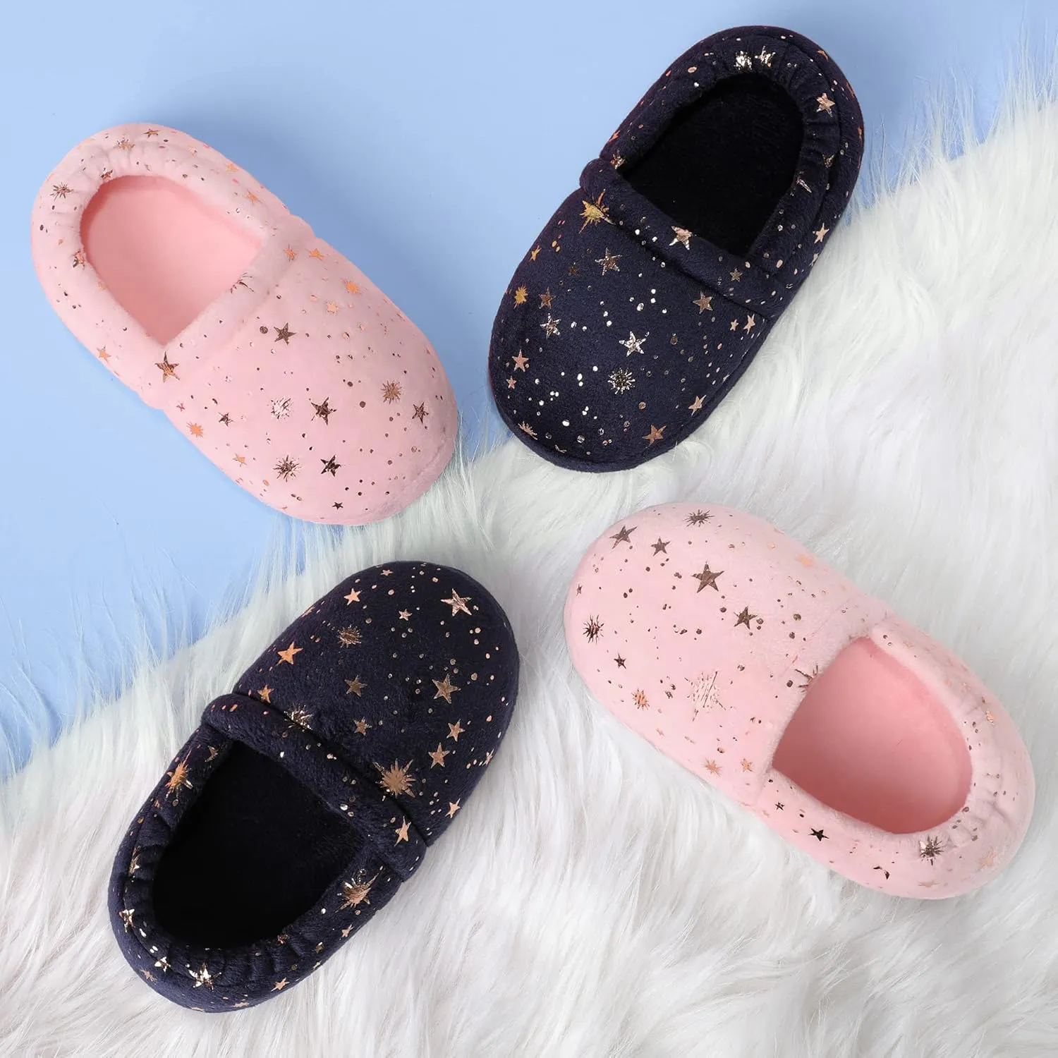 Bigwow Kids Slippers for Girls Toddler Elastic Heel House Shoes Cozy Memory Foam Slippers Boys Indoor Outdoor