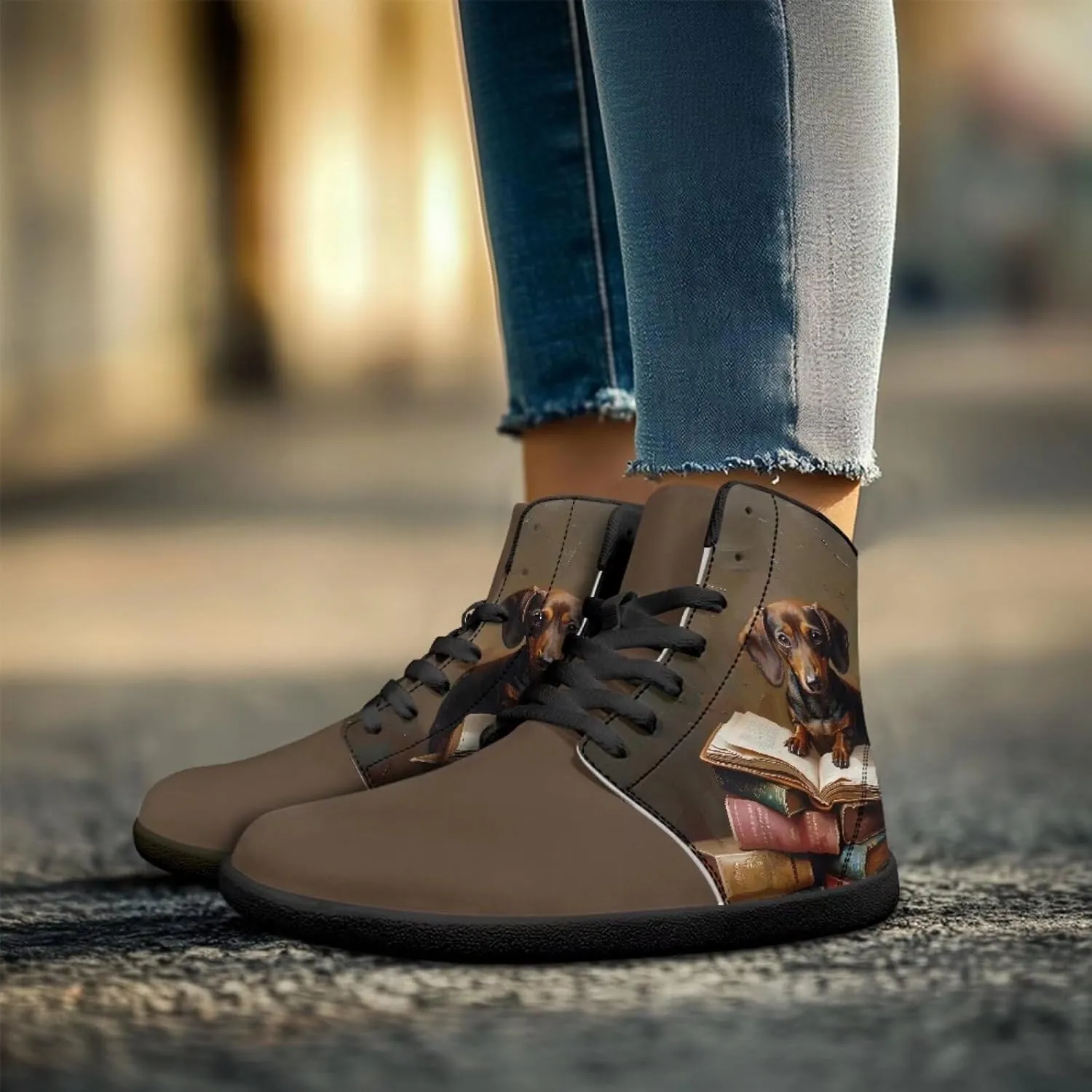 Binienty Barefoot Shoes Men Wide Toe Box High Top PU Minimalist Zero Drop Sneakers Outdoor Footwear