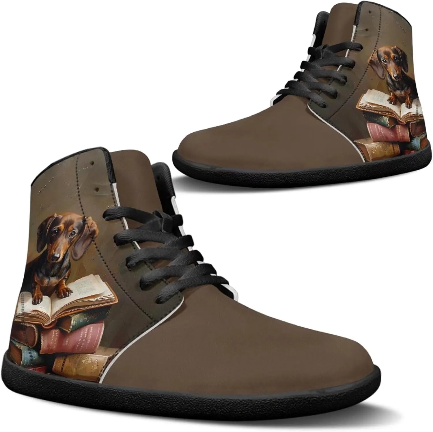 Binienty Barefoot Shoes Men Wide Toe Box High Top PU Minimalist Zero Drop Sneakers Outdoor Footwear