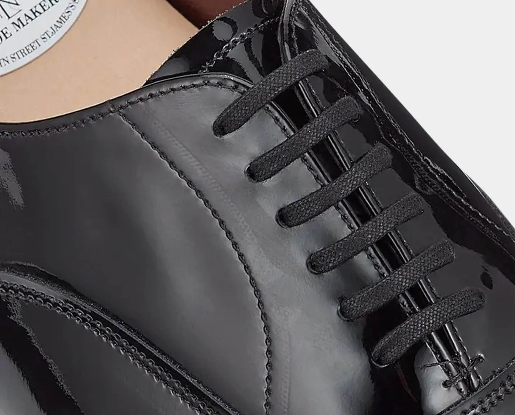 Black 6 Tie Patent Leather Dress Shoes