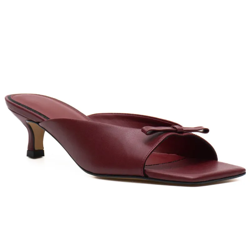 Burgundy Slide Kitten Heels
