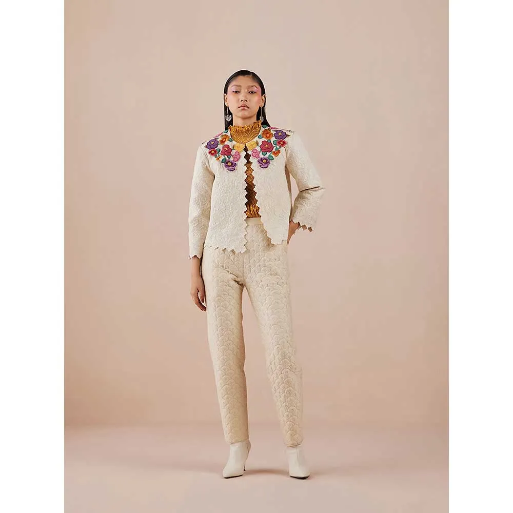 CHANDRIMA Ivory Quilted Pants