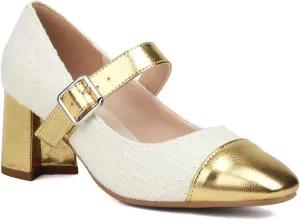 Chunky High Heels Closed Round Toe Mary Jane Pumps