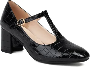 Chunky High Heels Closed Round Toe Mary Jane Pumps