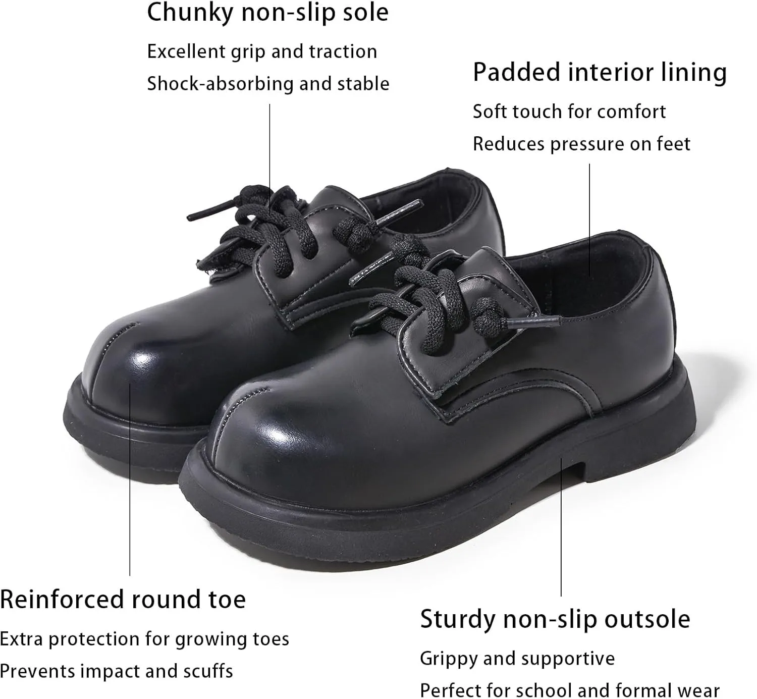Classic Oxford Dress Shoes, Lace-up School Uniform Shoes, Black
