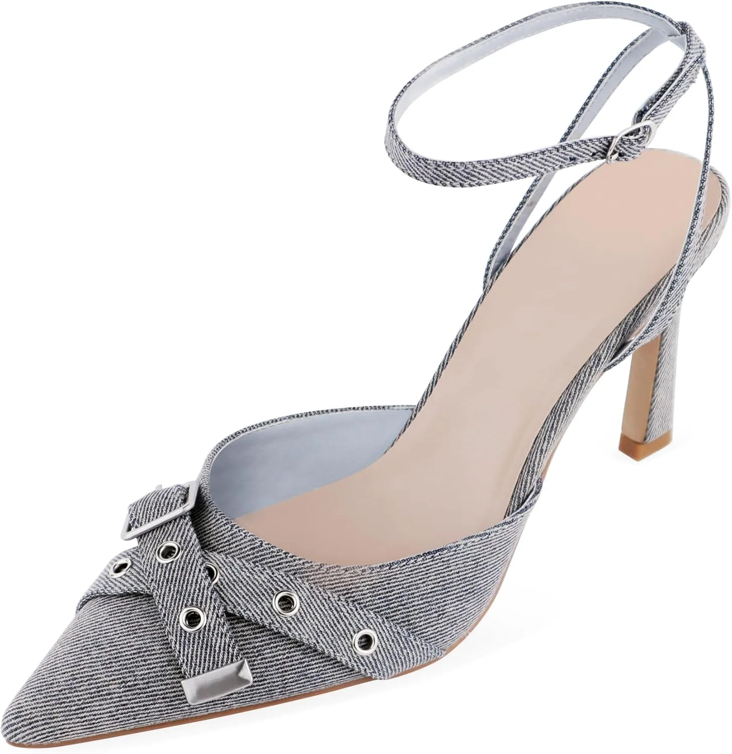 Closed Toe Ankle Strap Heels Women Pumps Pointed Toe Heeled Sandals for Women Stiletto Wedding Dress Shoes