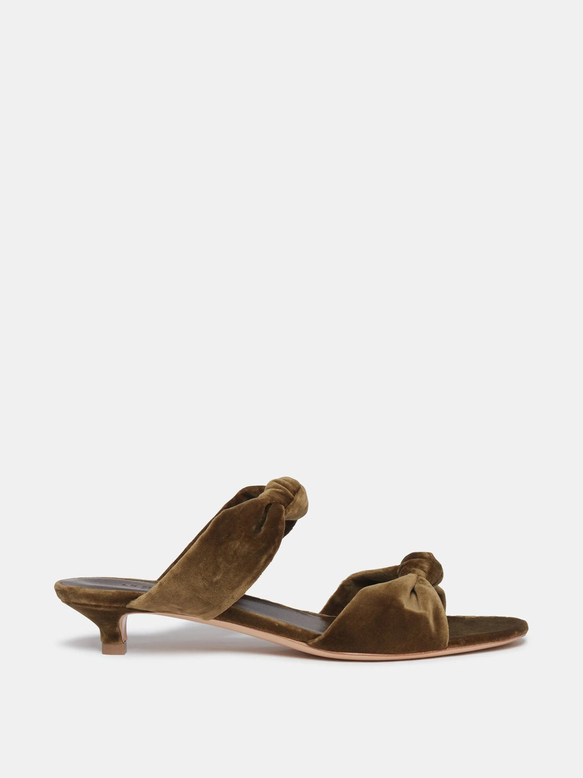 Cork velvet knot sandal kitten heels