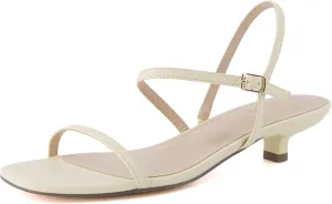 CUSHIONAIRE Soprano Womens One Band Kitten Heel with Ankle Strap  Minimalist Dress Sandal with Memory Foam & Strappy Silhouette