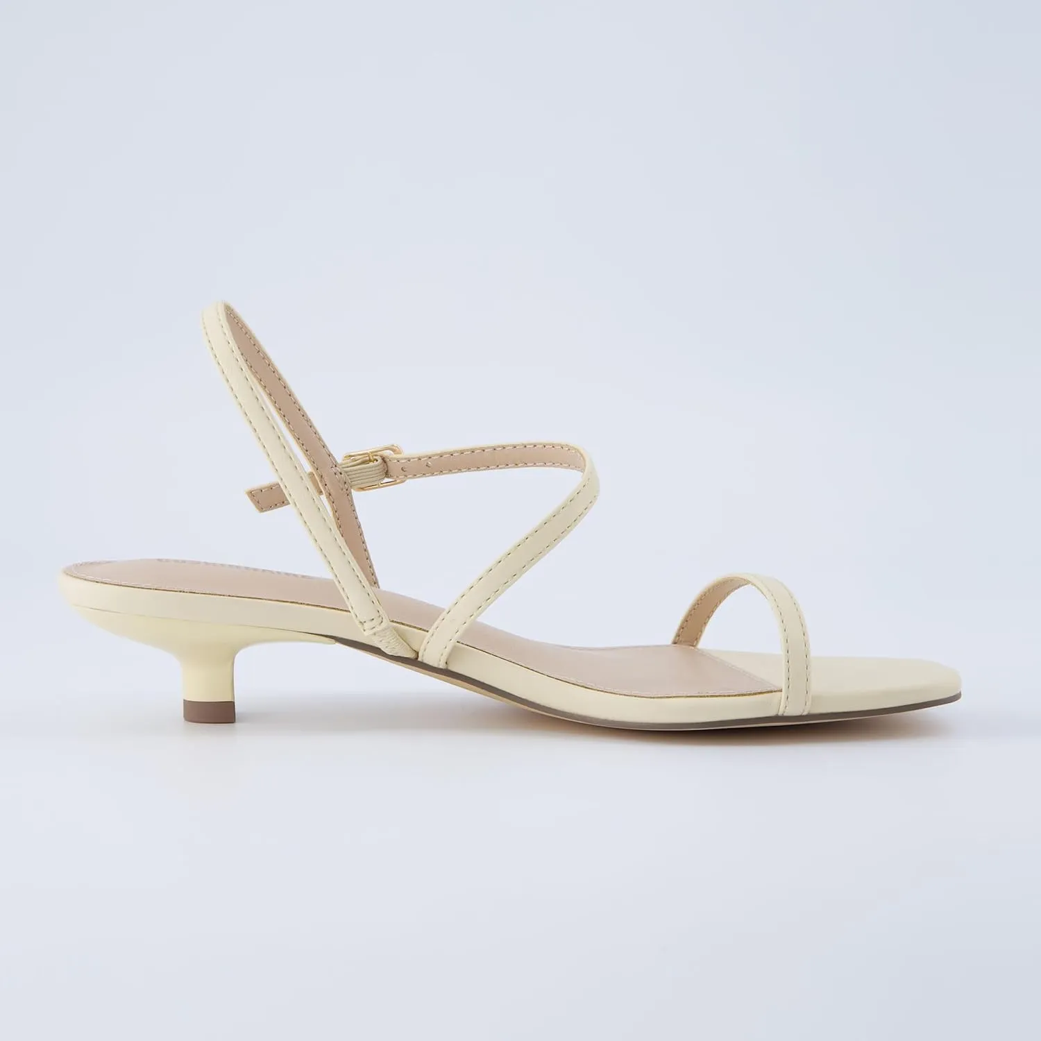 CUSHIONAIRE Soprano Womens One Band Kitten Heel with Ankle Strap  Minimalist Dress Sandal with Memory Foam & Strappy Silhouette