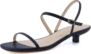 CUSHIONAIRE Soprano Womens One Band Kitten Heel with Ankle Strap  Minimalist Dress Sandal with Memory Foam & Strappy Silhouette