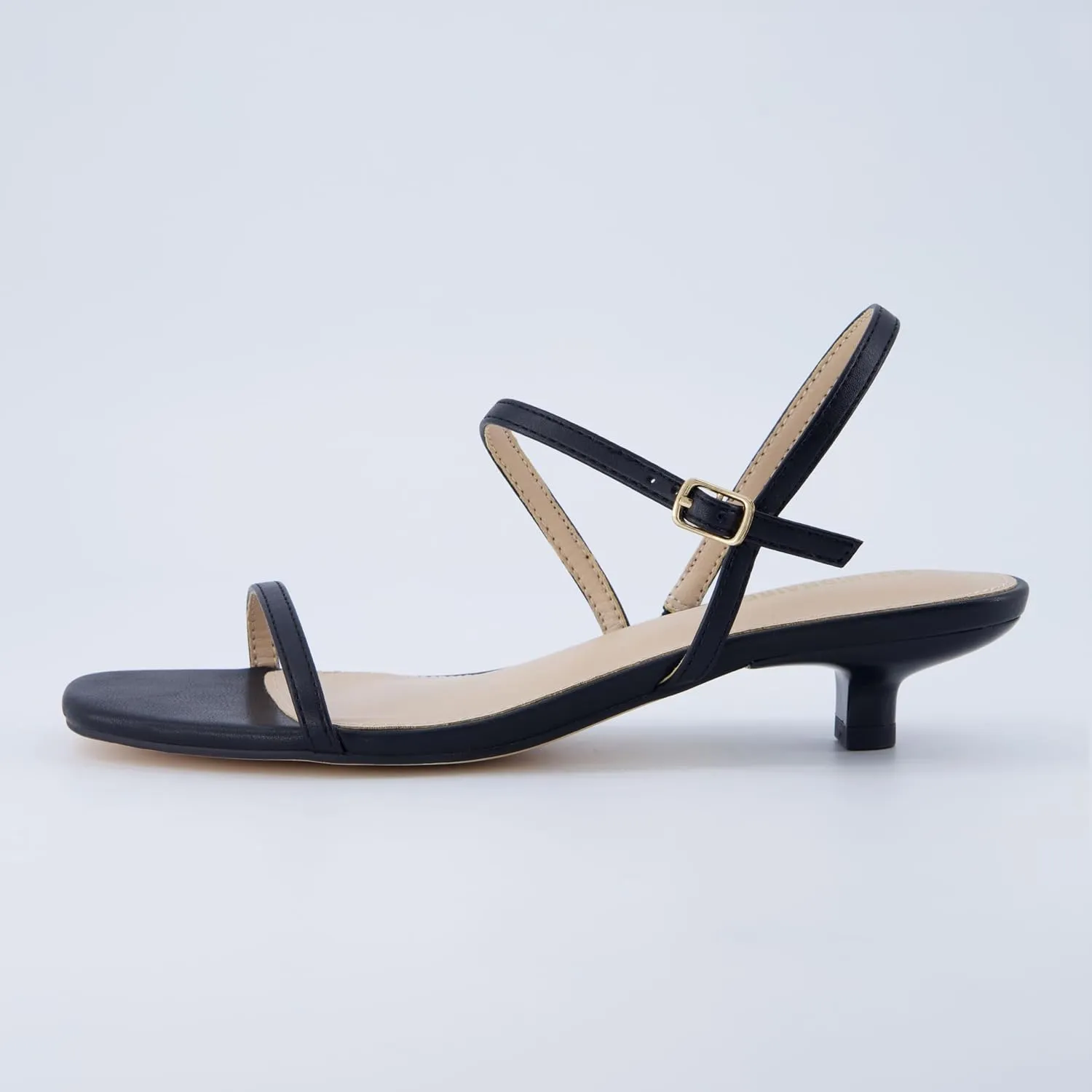 CUSHIONAIRE Soprano Womens One Band Kitten Heel with Ankle Strap  Minimalist Dress Sandal with Memory Foam & Strappy Silhouette