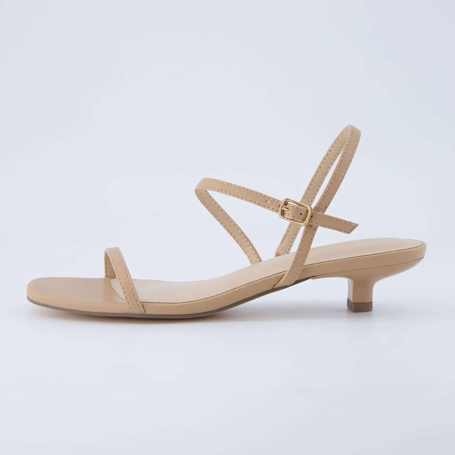 CUSHIONAIRE Soprano Womens One Band Kitten Heel with Ankle Strap  Minimalist Dress Sandal with Memory Foam & Strappy Silhouette