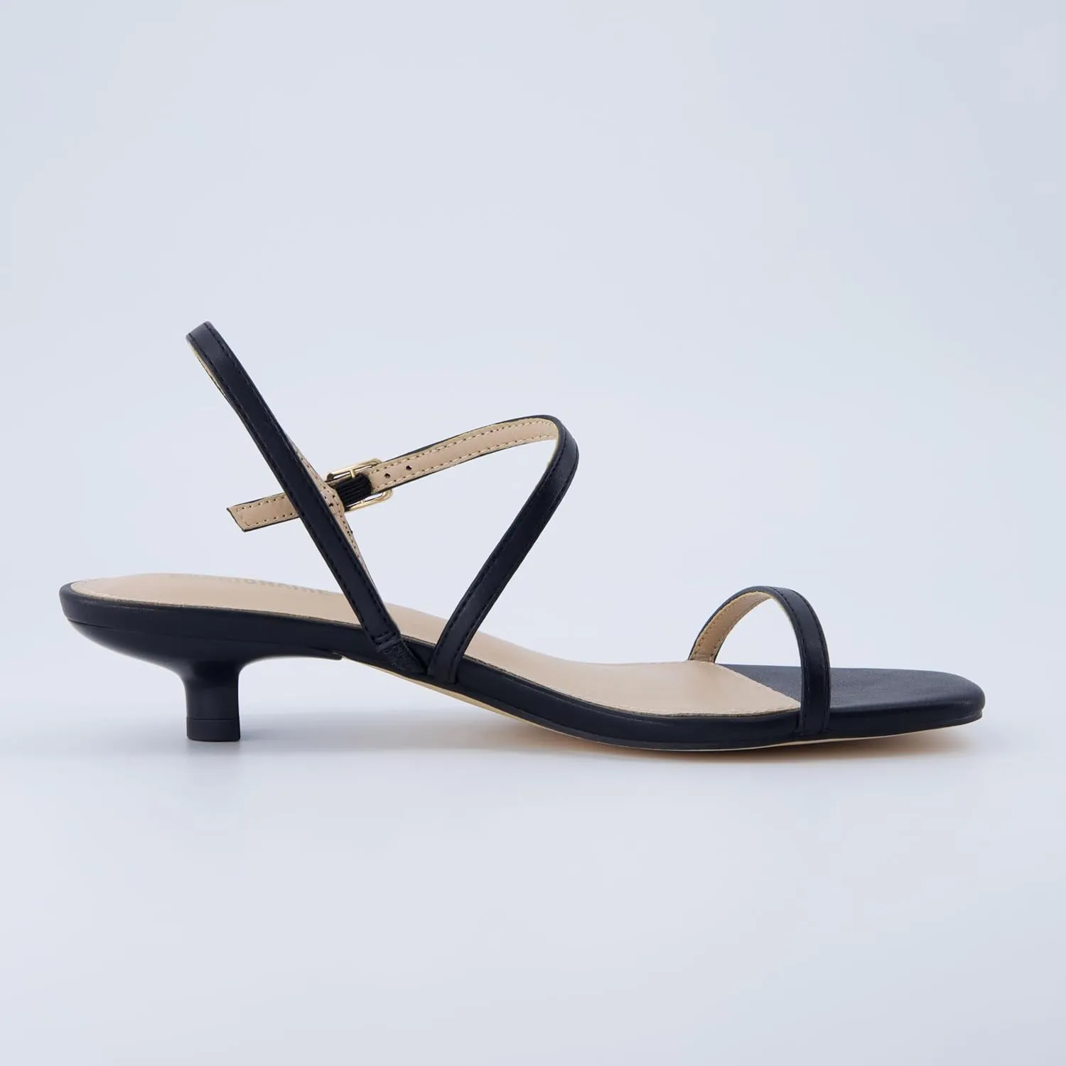CUSHIONAIRE Soprano Womens One Band Kitten Heel with Ankle Strap  Minimalist Dress Sandal with Memory Foam & Strappy Silhouette