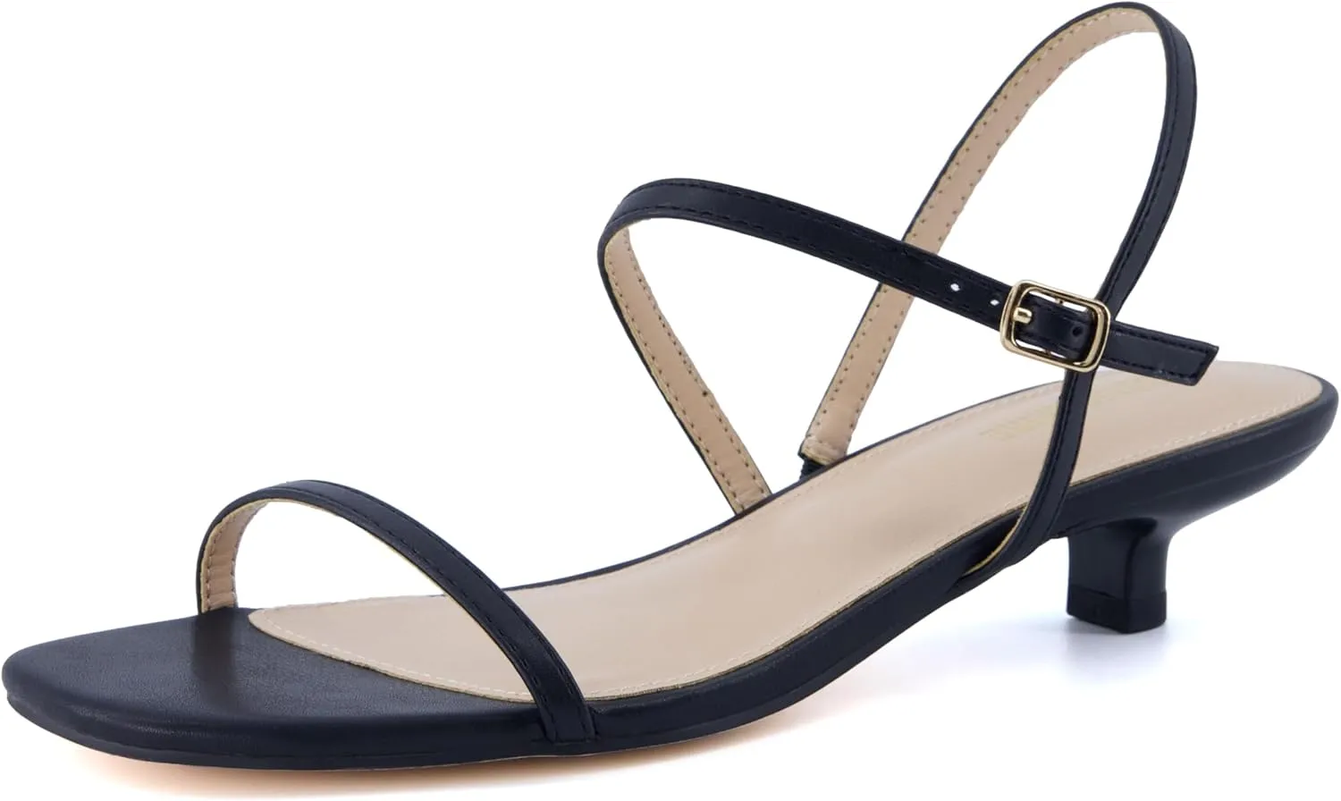 CUSHIONAIRE Soprano Womens One Band Kitten Heel with Ankle Strap  Minimalist Dress Sandal with Memory Foam & Strappy Silhouette