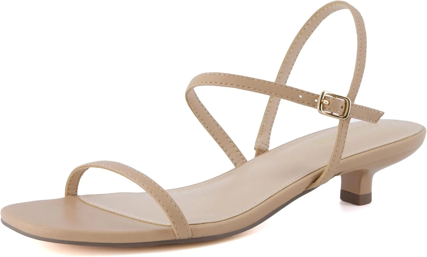 CUSHIONAIRE Soprano Womens One Band Kitten Heel with Ankle Strap  Minimalist Dress Sandal with Memory Foam & Strappy Silhouette