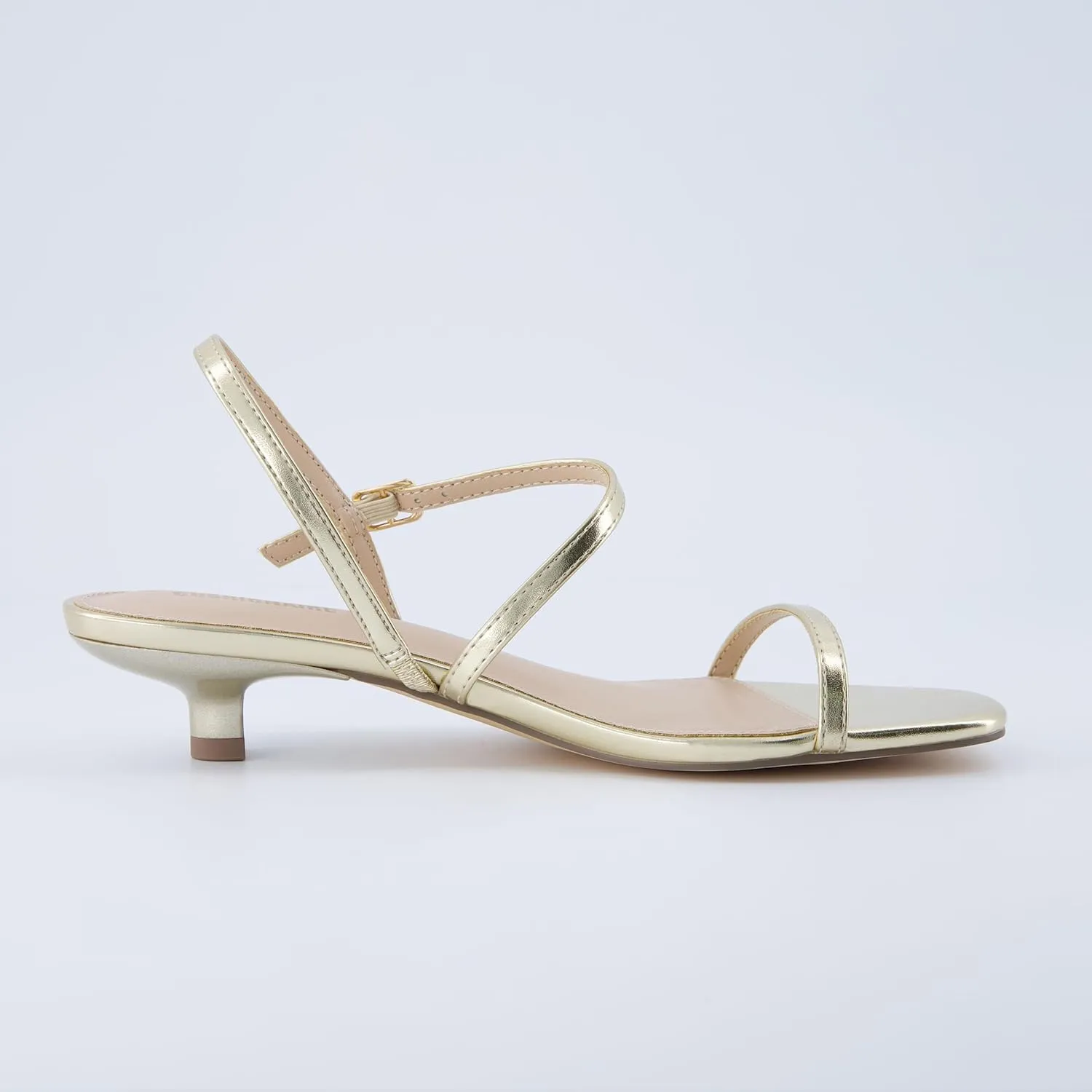 CUSHIONAIRE Soprano Womens One Band Kitten Heel with Ankle Strap  Minimalist Dress Sandal with Memory Foam & Strappy Silhouette