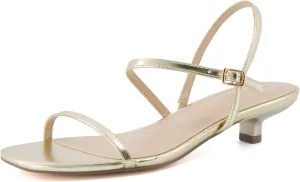 CUSHIONAIRE Soprano Womens One Band Kitten Heel with Ankle Strap  Minimalist Dress Sandal with Memory Foam & Strappy Silhouette