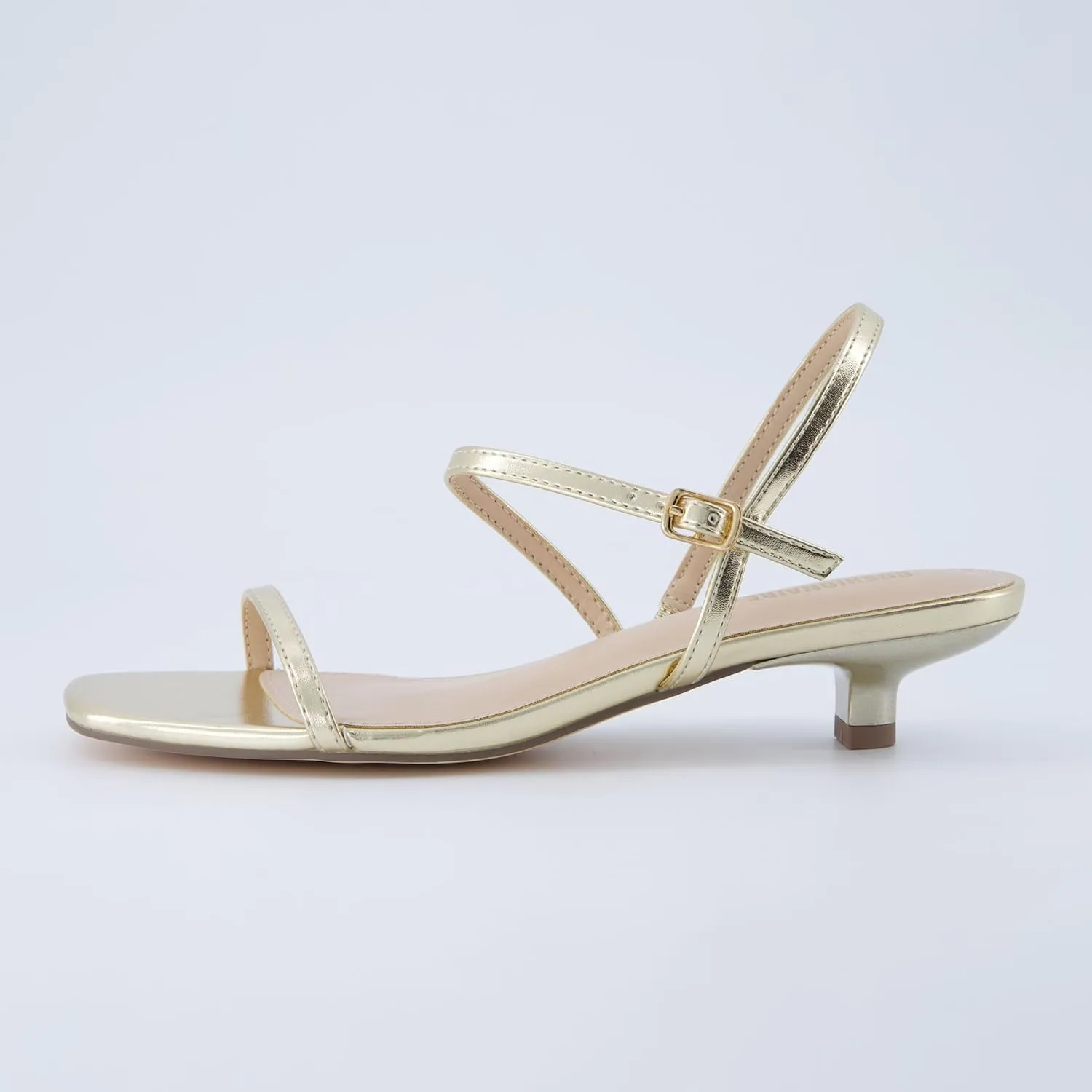 CUSHIONAIRE Soprano Womens One Band Kitten Heel with Ankle Strap  Minimalist Dress Sandal with Memory Foam & Strappy Silhouette