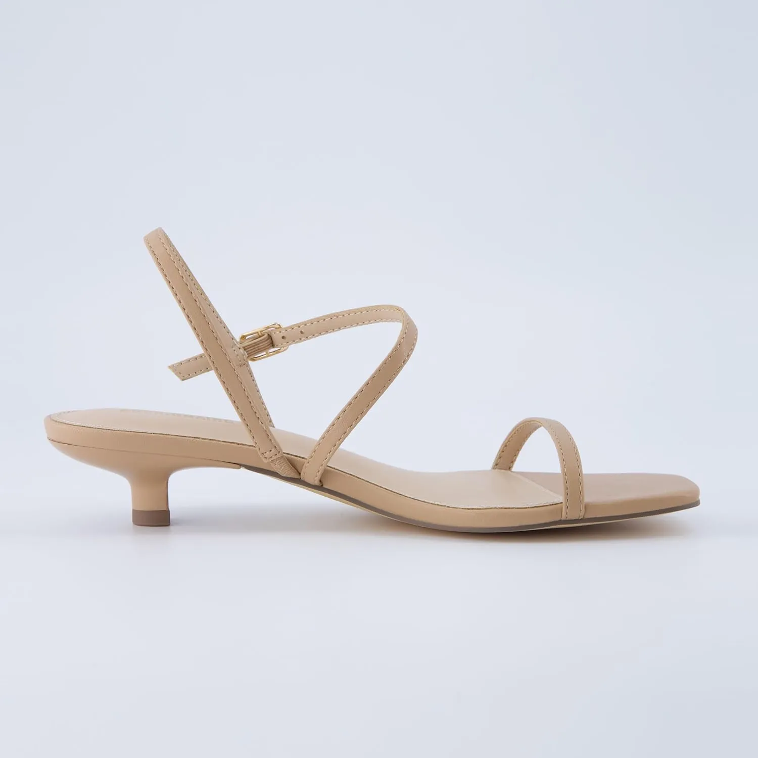 CUSHIONAIRE Soprano Womens One Band Kitten Heel with Ankle Strap  Minimalist Dress Sandal with Memory Foam & Strappy Silhouette