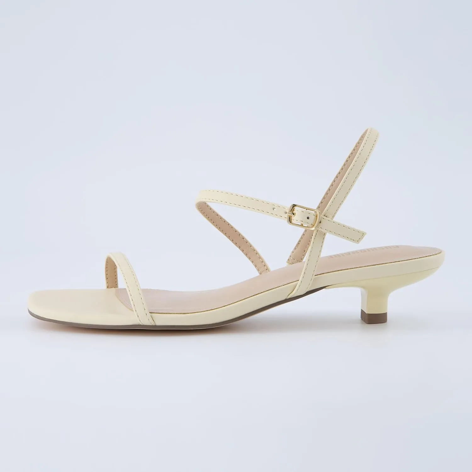 CUSHIONAIRE Soprano Womens One Band Kitten Heel with Ankle Strap  Minimalist Dress Sandal with Memory Foam & Strappy Silhouette
