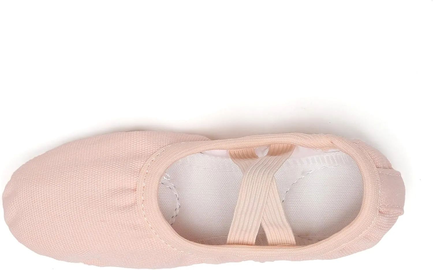Danzcue Ballet Shoes for Girls-Soft Canvas/PU Leather Dance Slippers with Non-Slip Soles, Ideal Ballet Flats for Toddlers and Kids