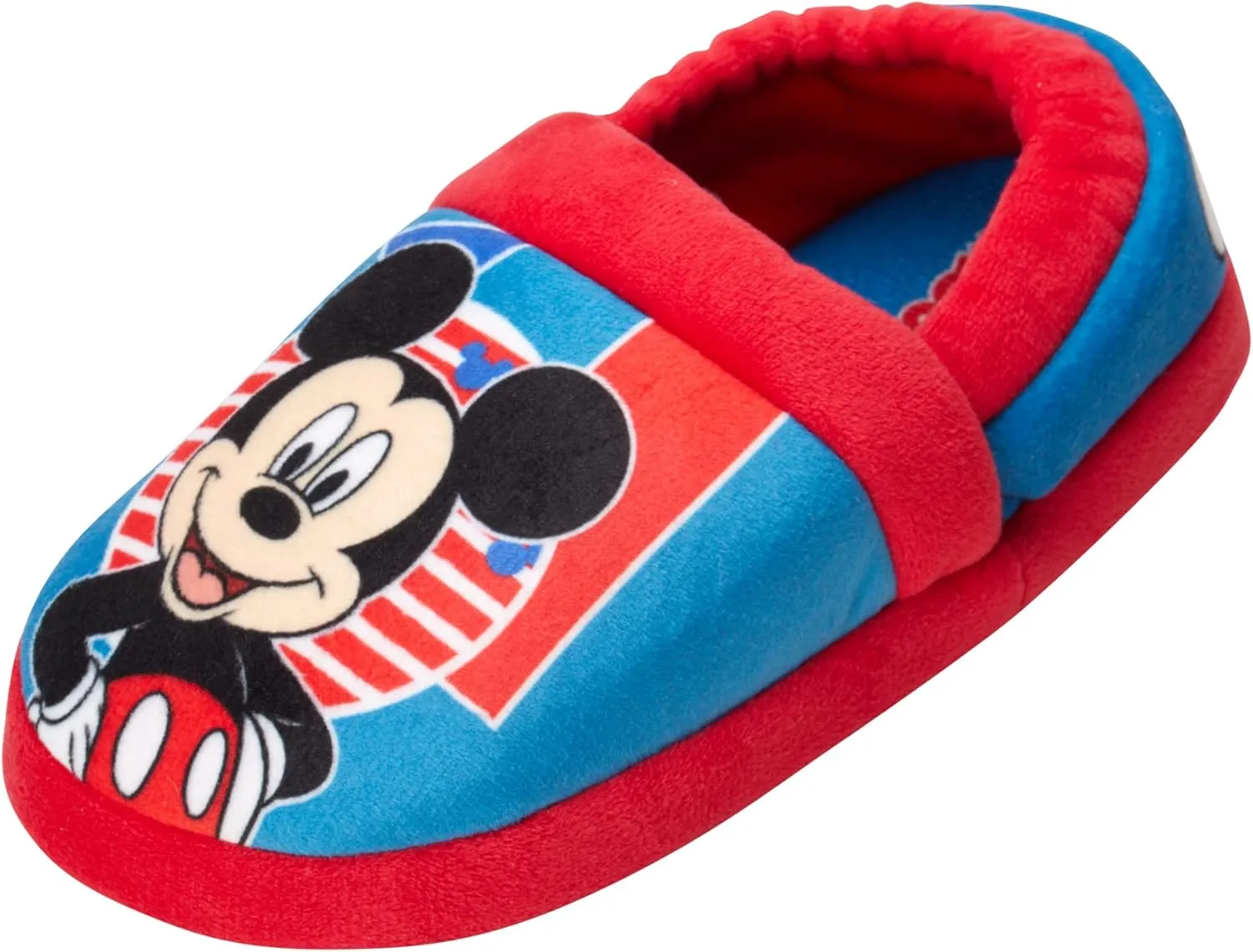 Disney Boys Mickey Mouse Slippers  Cozy Plush Fuzzy Slippers: Non-Slip, Non-Skid Slippers for Boys (Toddler/Little Kid)
