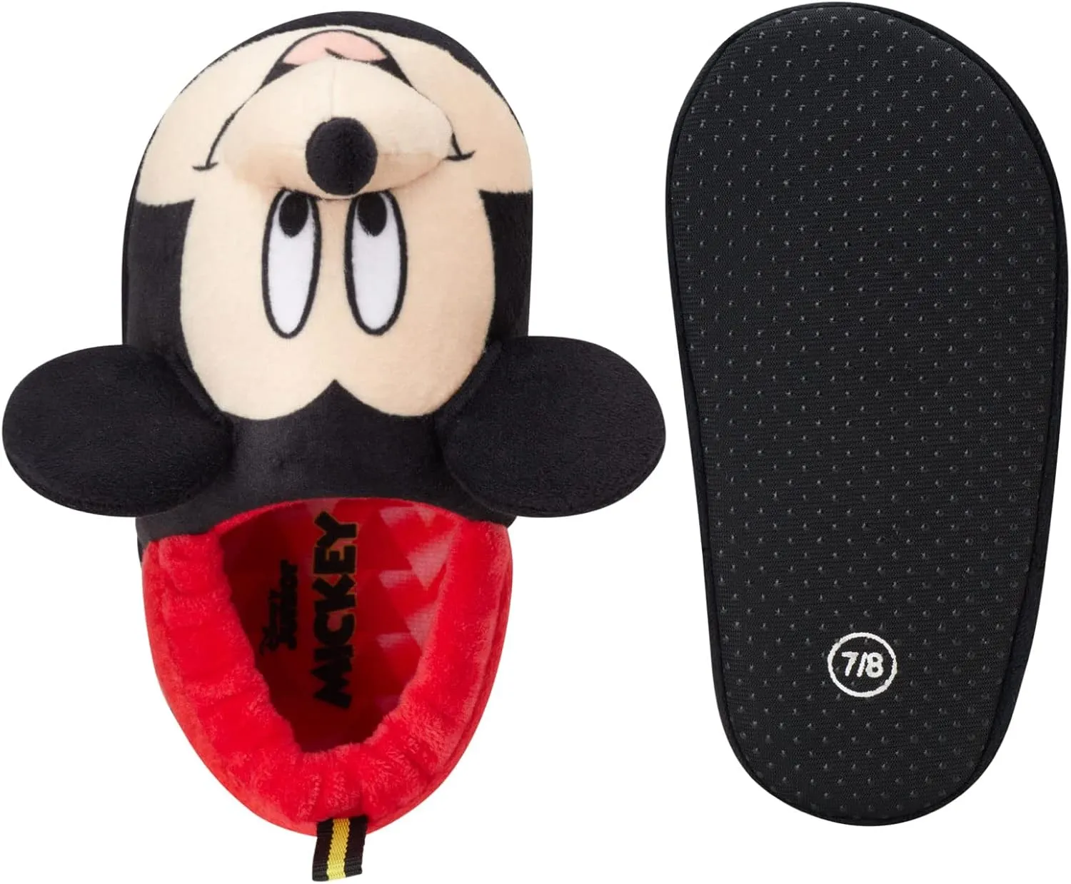 Disney Boys Mickey Mouse Slippers  Cozy Plush Fuzzy Slippers: Non-Slip, Non-Skid Slippers for Boys (Toddler/Little Kid)