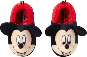 Disney Boys Mickey Mouse Slippers  Cozy Plush Fuzzy Slippers: Non-Slip, Non-Skid Slippers for Boys (Toddler/Little Kid)