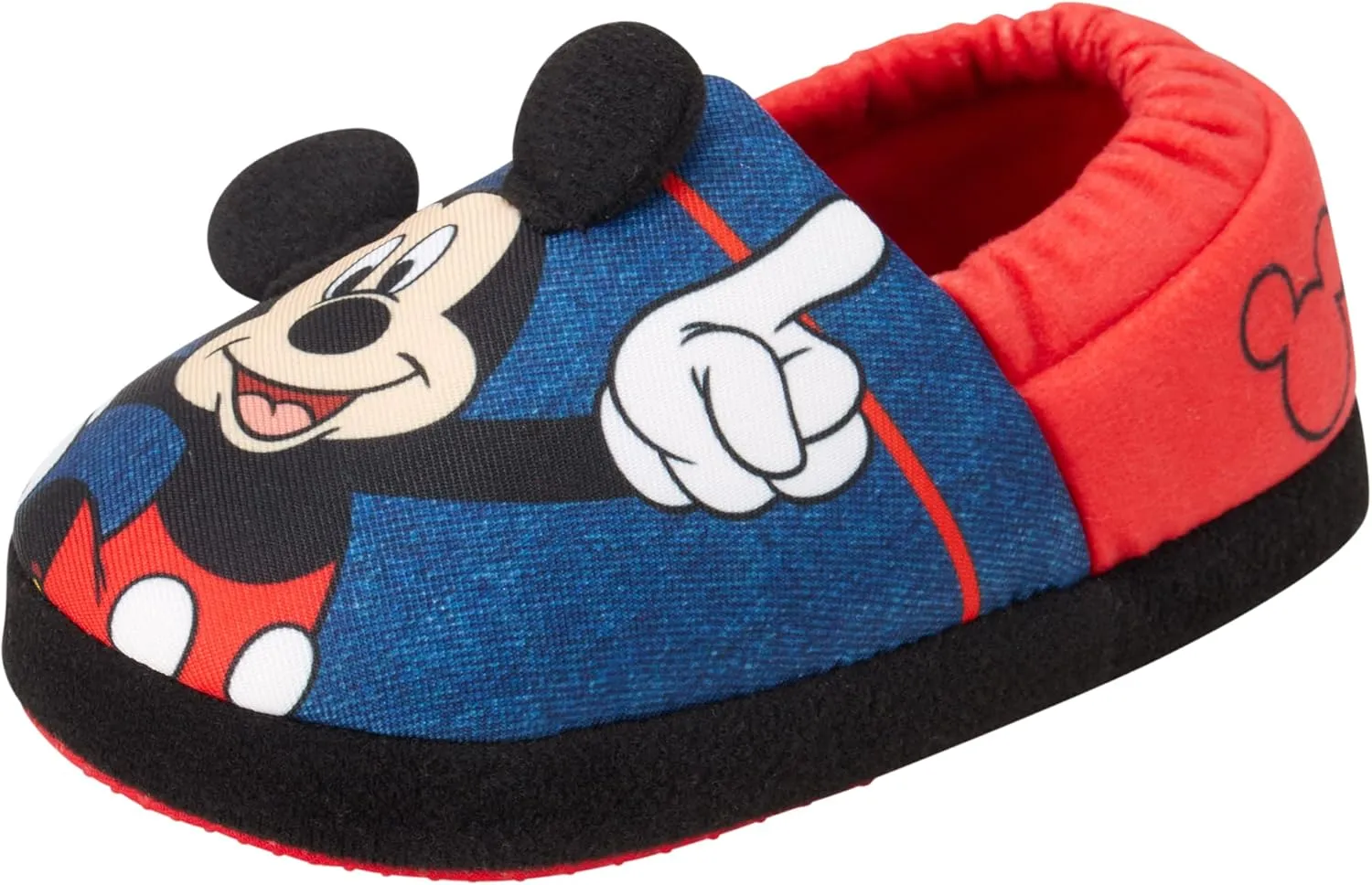 Disney Boys Mickey Mouse Slippers  Cozy Plush Fuzzy Slippers: Non-Slip, Non-Skid Slippers for Boys (Toddler/Little Kid)