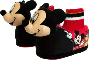 Disney Boys Mickey Mouse Slippers  Cozy Plush Fuzzy Slippers: Non-Slip, Non-Skid Slippers for Boys (Toddler/Little Kid)