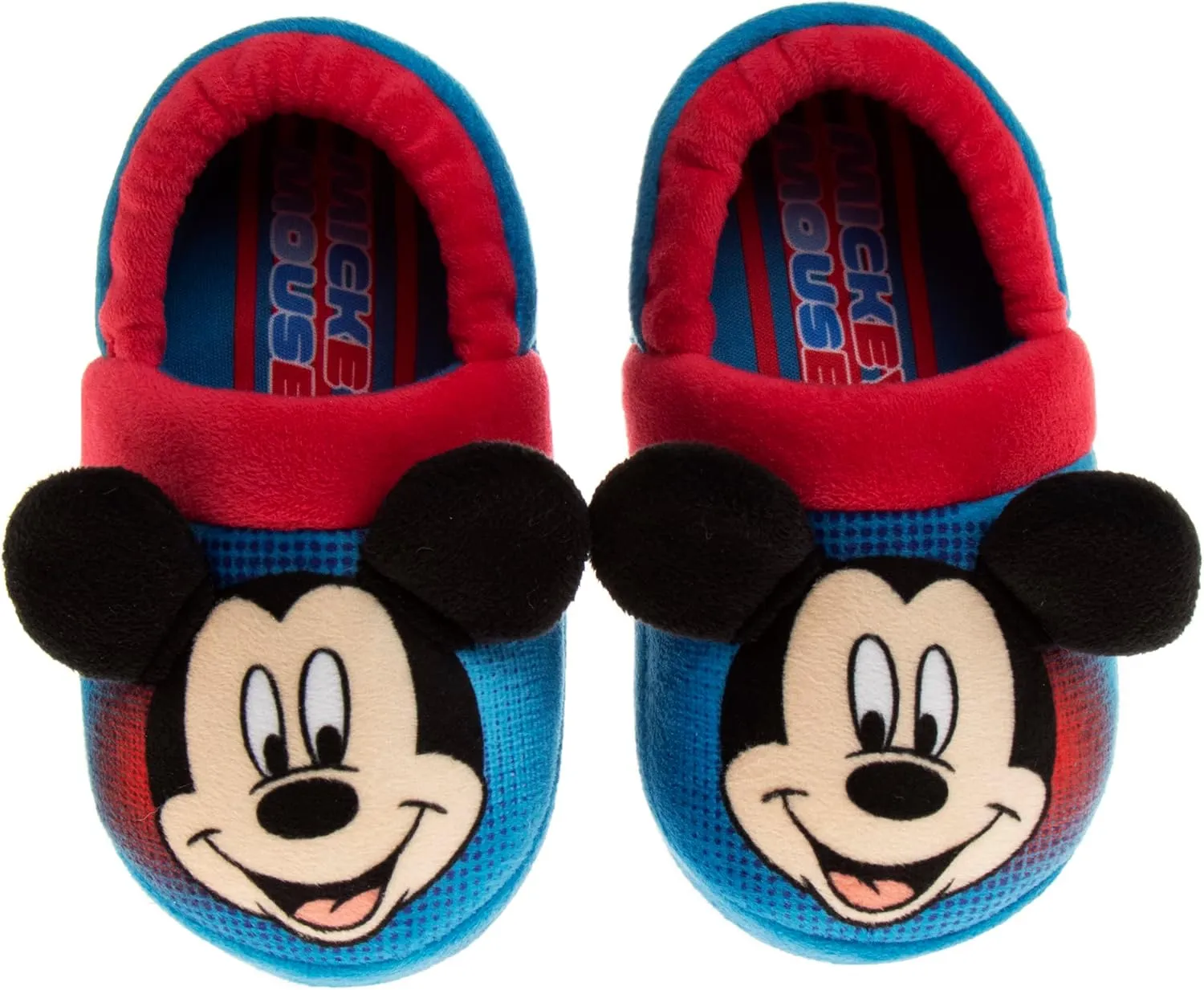 Disney Boys Mickey Mouse Slippers  Cozy Plush Fuzzy Slippers: Non-Slip, Non-Skid Slippers for Boys (Toddler/Little Kid)
