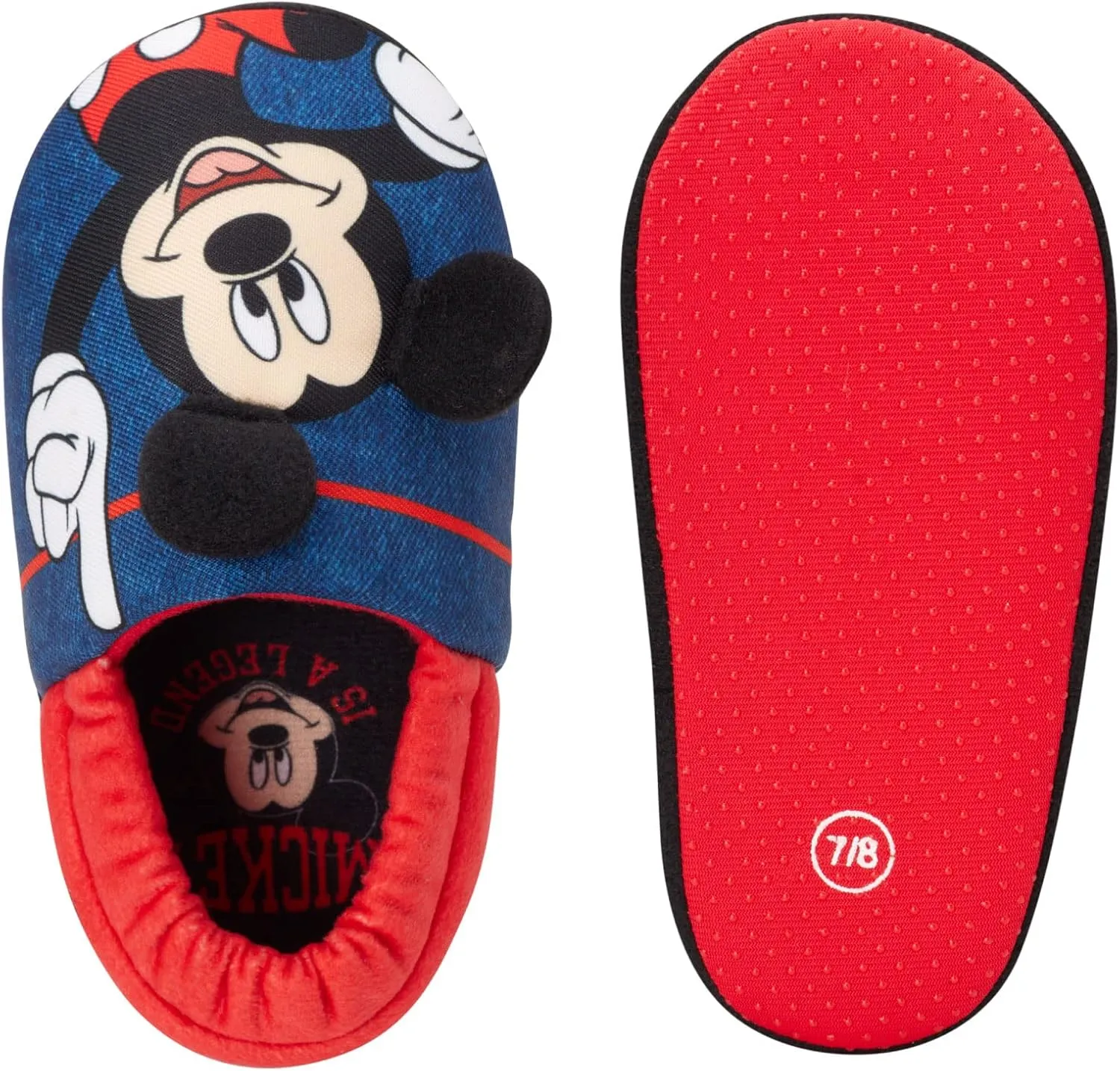 Disney Boys Mickey Mouse Slippers  Cozy Plush Fuzzy Slippers: Non-Slip, Non-Skid Slippers for Boys (Toddler/Little Kid)