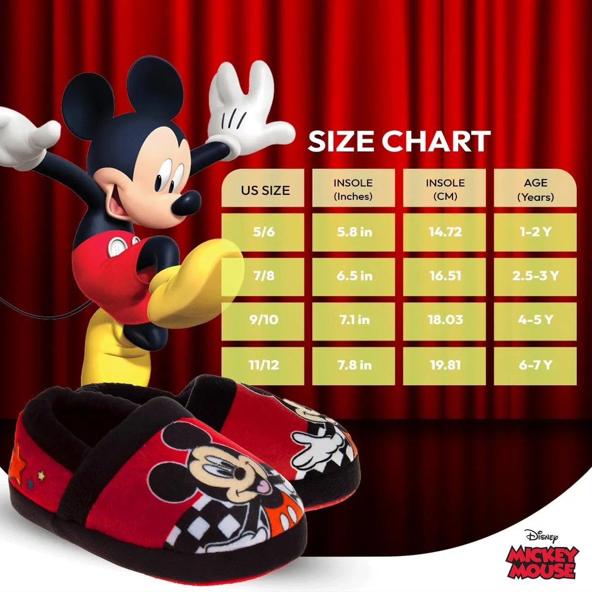Disney Boys Mickey Mouse Slippers  Cozy Plush Fuzzy Slippers: Non-Slip, Non-Skid Slippers for Boys (Toddler/Little Kid)