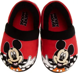 Disney Boys Mickey Mouse Slippers  Cozy Plush Fuzzy Slippers: Non-Slip, Non-Skid Slippers for Boys (Toddler/Little Kid)