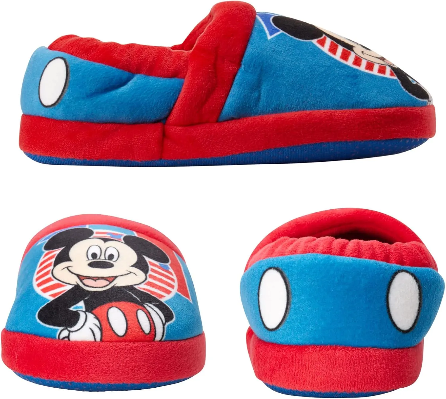 Disney Boys Mickey Mouse Slippers  Cozy Plush Fuzzy Slippers: Non-Slip, Non-Skid Slippers for Boys (Toddler/Little Kid)