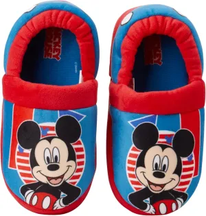 Disney Boys Mickey Mouse Slippers  Cozy Plush Fuzzy Slippers: Non-Slip, Non-Skid Slippers for Boys (Toddler/Little Kid)