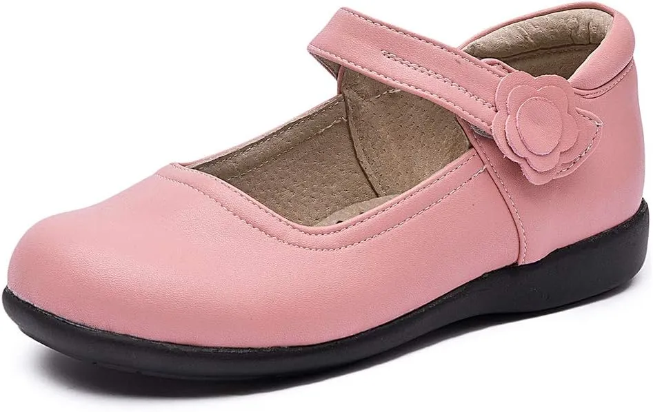 DKZSYIM Toddler Girls Dress Shoes Ballet Wedding Party Princess School Uniform Mary Jane Flats Shoes,Model KM 222PU