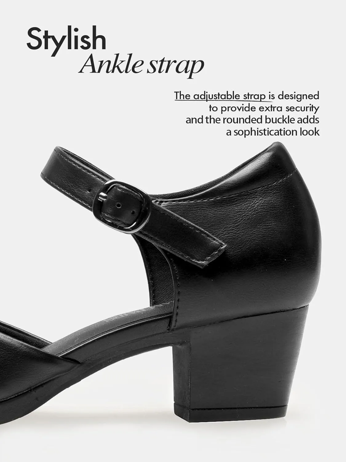 DREAM PAIRS Women's Dress Shoes Mary Janes Comfortable Low Block Heels Pumps Round Closed Toe Chunky Ankle Strap Shoes for Work Flight