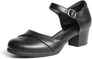 DREAM PAIRS Women's Dress Shoes Mary Janes Comfortable Low Block Heels Pumps Round Closed Toe Chunky Ankle Strap Shoes for Work Flight