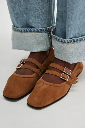 FP - Crystal Gemini Ballet Flats - Burnt Caramel Suede