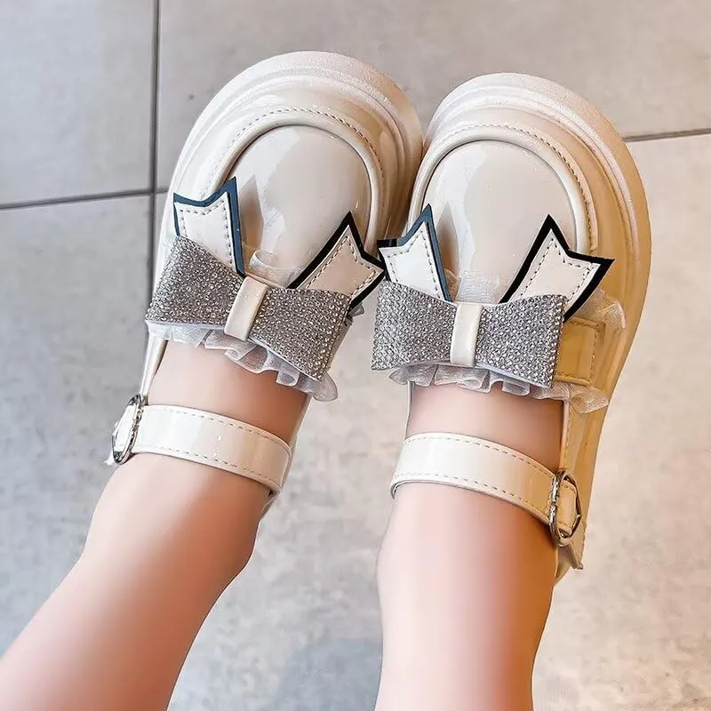 Girls Dress Shoes Wedding Party Heel Mary Jane Princess Bow Shoes
