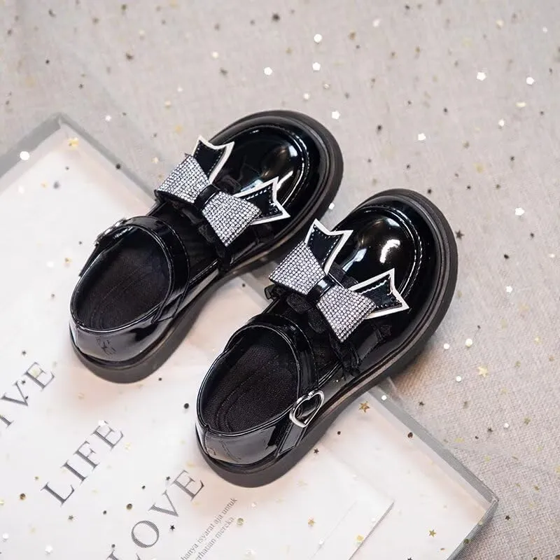 Girls Dress Shoes Wedding Party Heel Mary Jane Princess Bow Shoes