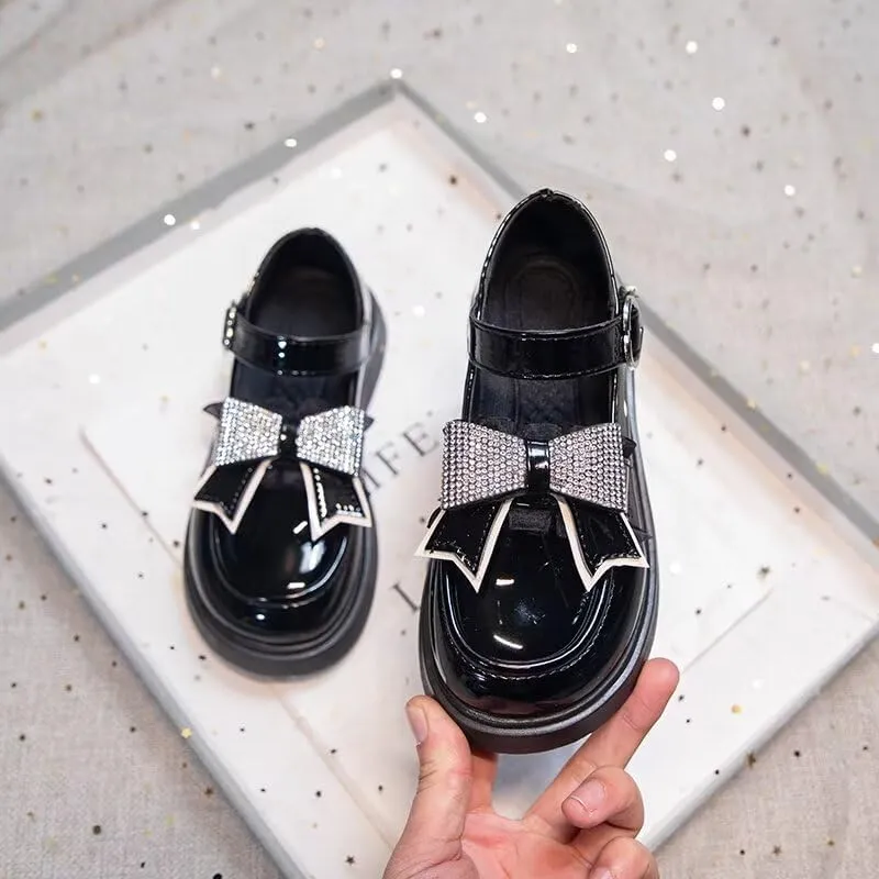 Girls Dress Shoes Wedding Party Heel Mary Jane Princess Bow Shoes